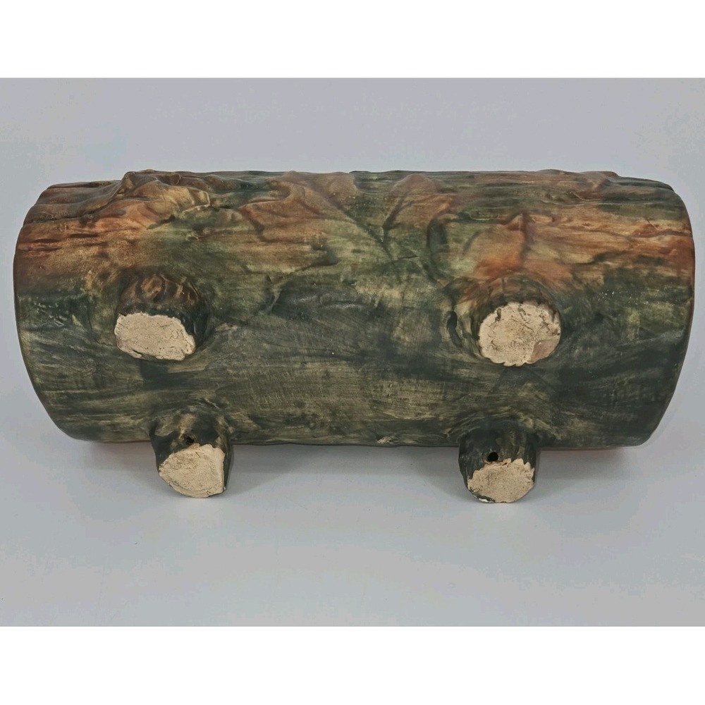 Antique Weller Pottery Woodcraft Oak Leaf Faux Bois Log Planter 1920s 10" - Picture 5 of 8